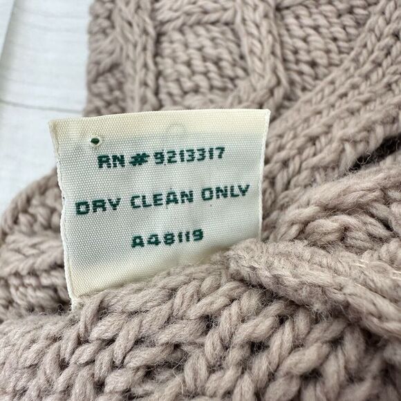 Aran Crafts Women XS Irish Wool Zip-Front Hooded Sweater Cardigan Tan Fisherman - Picture 9 of 13